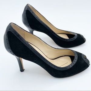 Kate Spade ♠️ Black Suede Peep Toe High Heels - Size 7